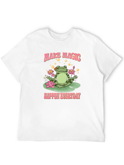 Camiseta Negra: Rana Mágica y Loto