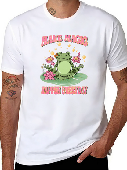 Camiseta Negra: Rana Mágica y Loto