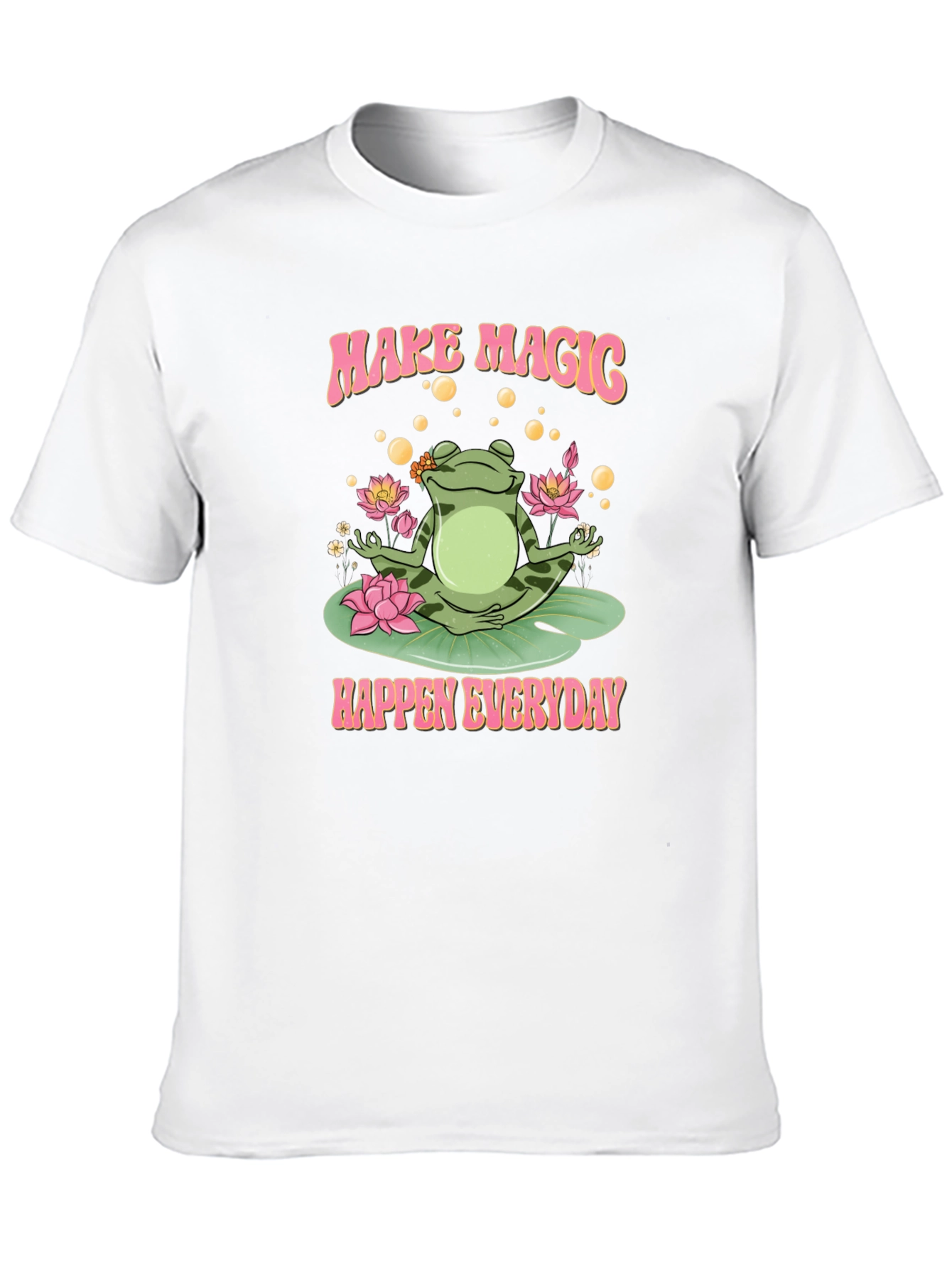 Camiseta Negra: Rana Mágica y Loto