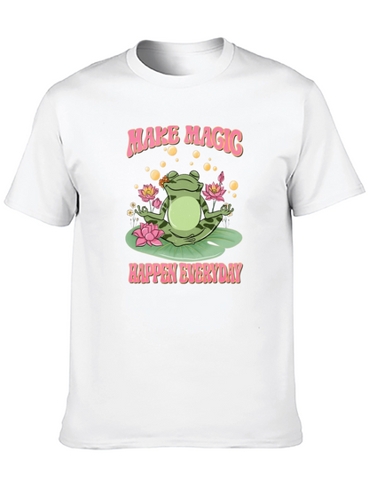 Camiseta Negra: Rana Mágica y Loto