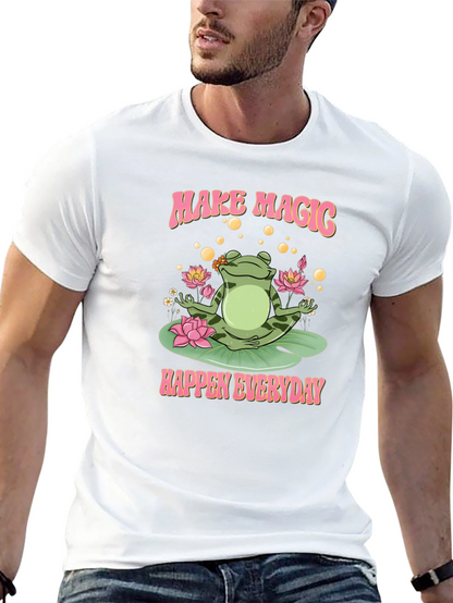Camiseta Negra: Rana Mágica y Loto