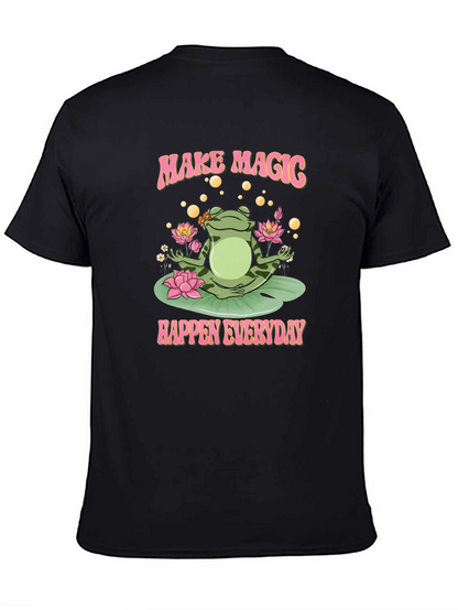 Camiseta Negra: Rana Mágica y Loto