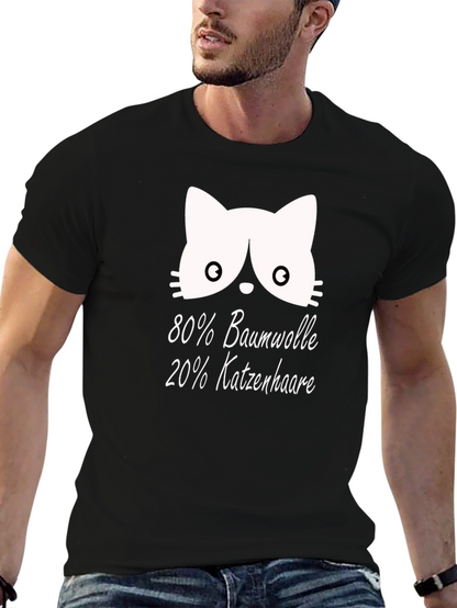Camiseta Negra con Diseño Gato y Texto Divertido