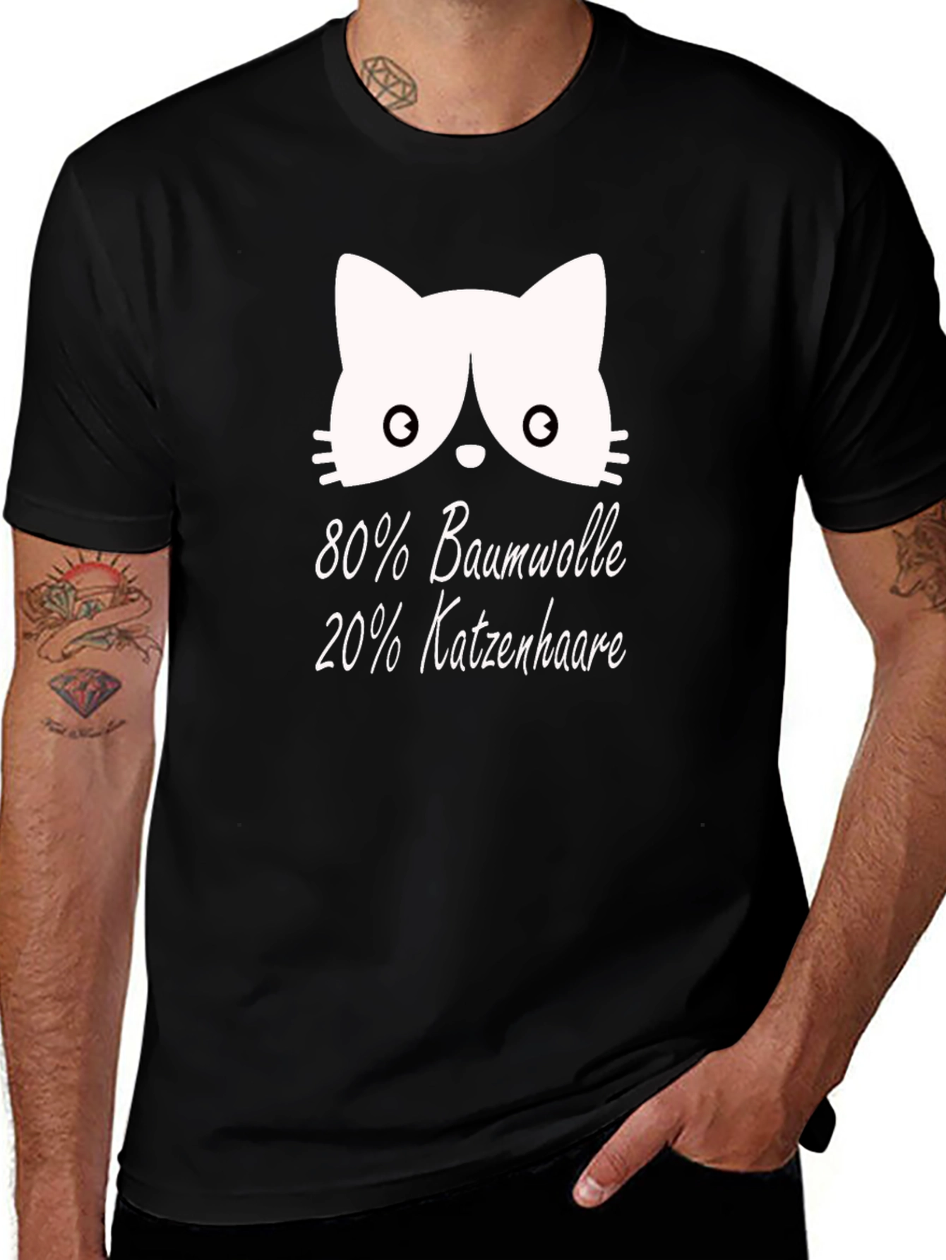 Camiseta Negra con Diseño Gato y Texto Divertido