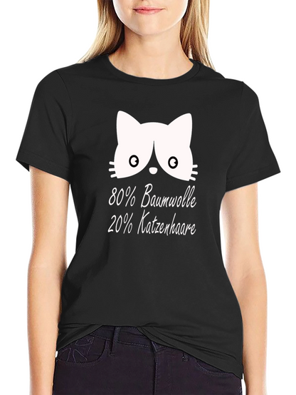 Camiseta Negra con Diseño Gato y Texto Divertido