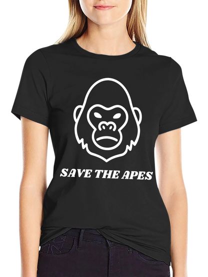 Camiseta Negra Salva a los Simios Algodón