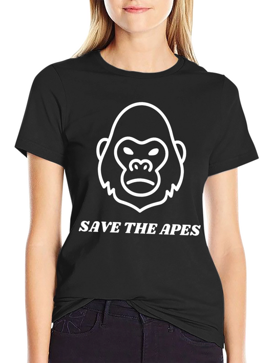 Camiseta Negra Salva a los Simios Algodón