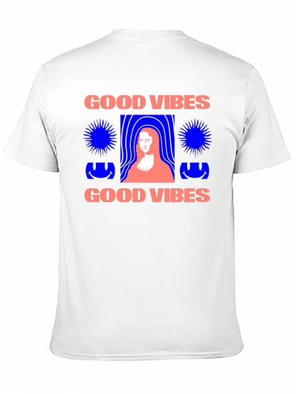 Camiseta Negra Good Vibes con Diseño Mona Lisa
