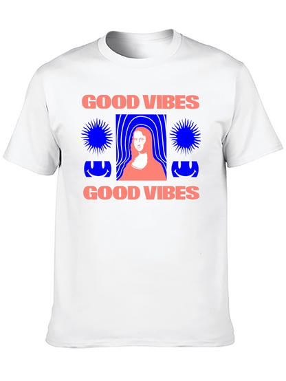 Camiseta Negra Good Vibes con Diseño Mona Lisa