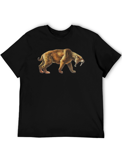 Camiseta Negra con Diseño de Tigre Dientes de Sable