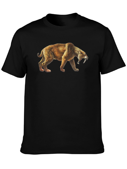 Camiseta Negra con Diseño de Tigre Dientes de Sable