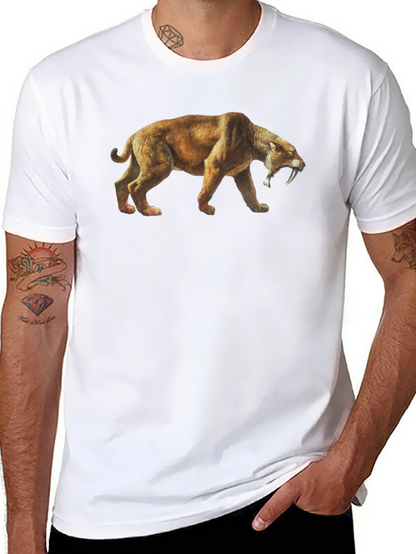 Camiseta Negra con Diseño de Tigre Dientes de Sable