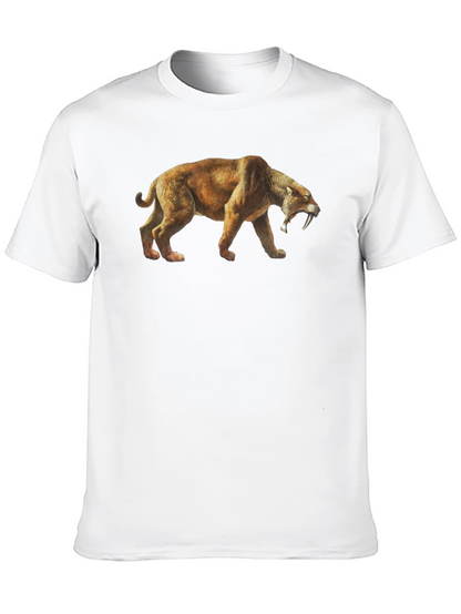 Camiseta Negra con Diseño de Tigre Dientes de Sable