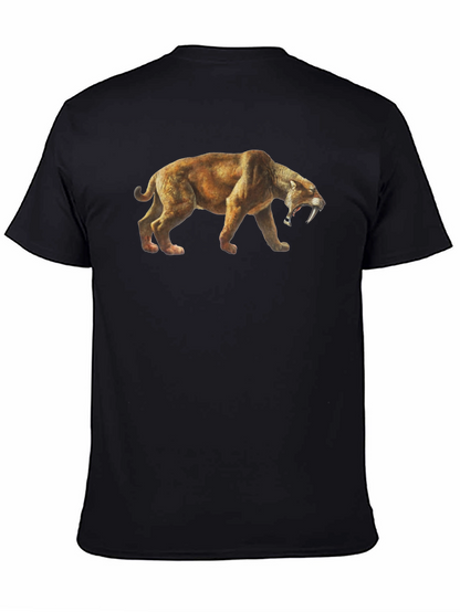 Camiseta Negra con Diseño de Tigre Dientes de Sable