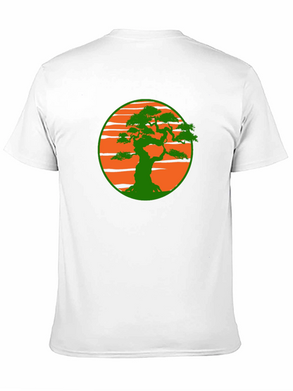 Camiseta Negra con Diseño Bonsái Sol Naranja