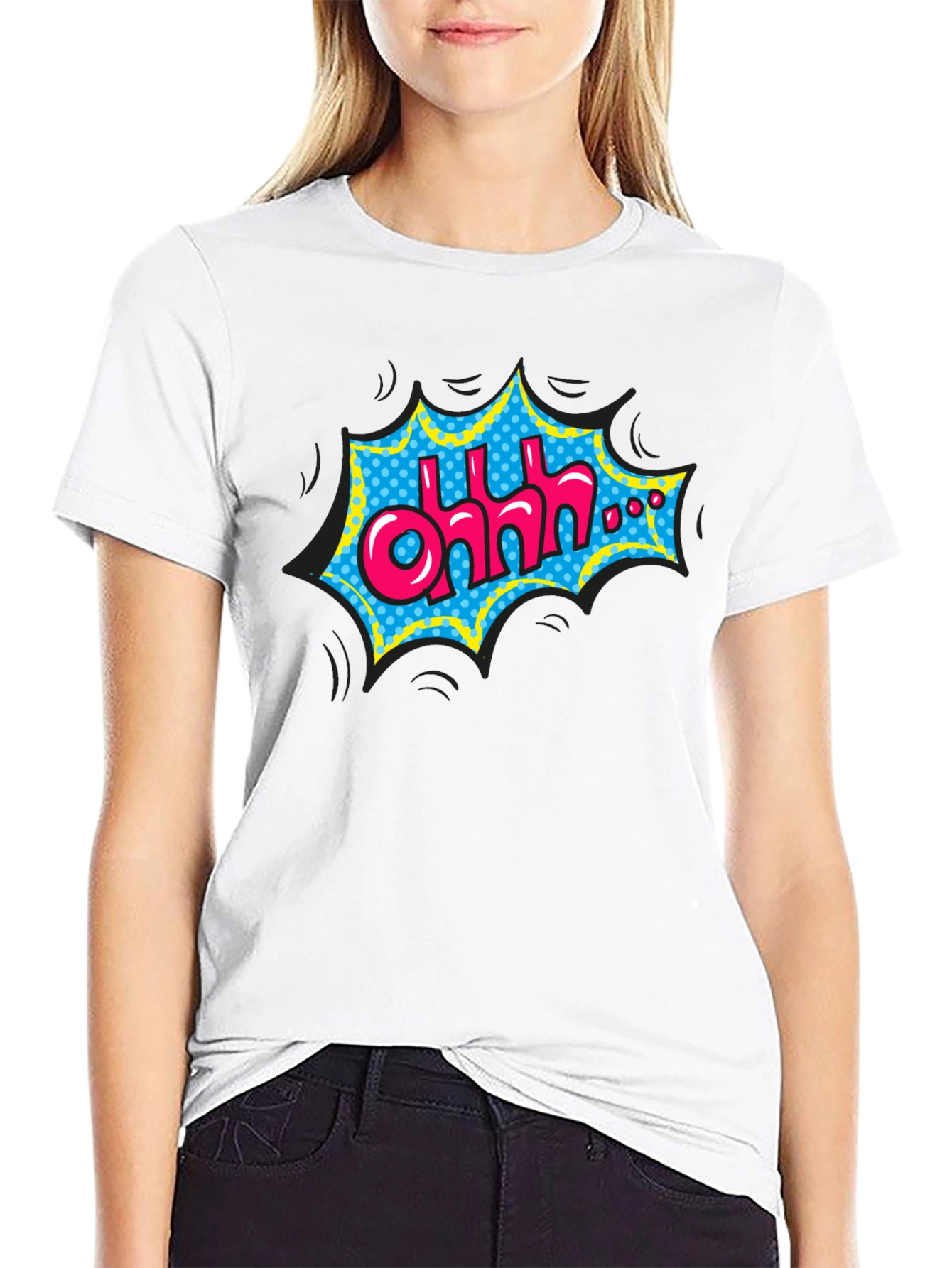 Camiseta Negra con Diseño Comic Ohhh