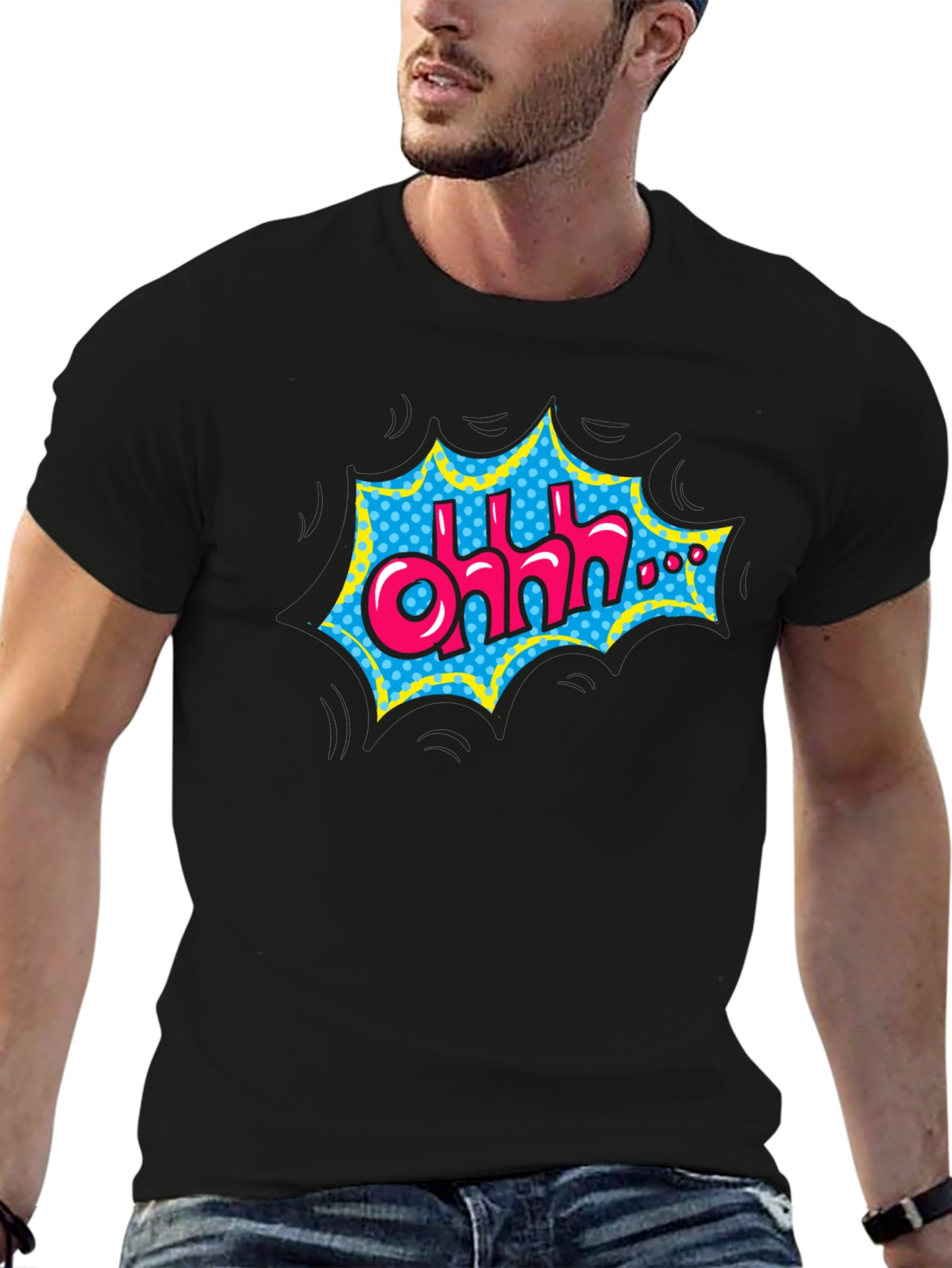 Camiseta Negra con Diseño Comic Ohhh