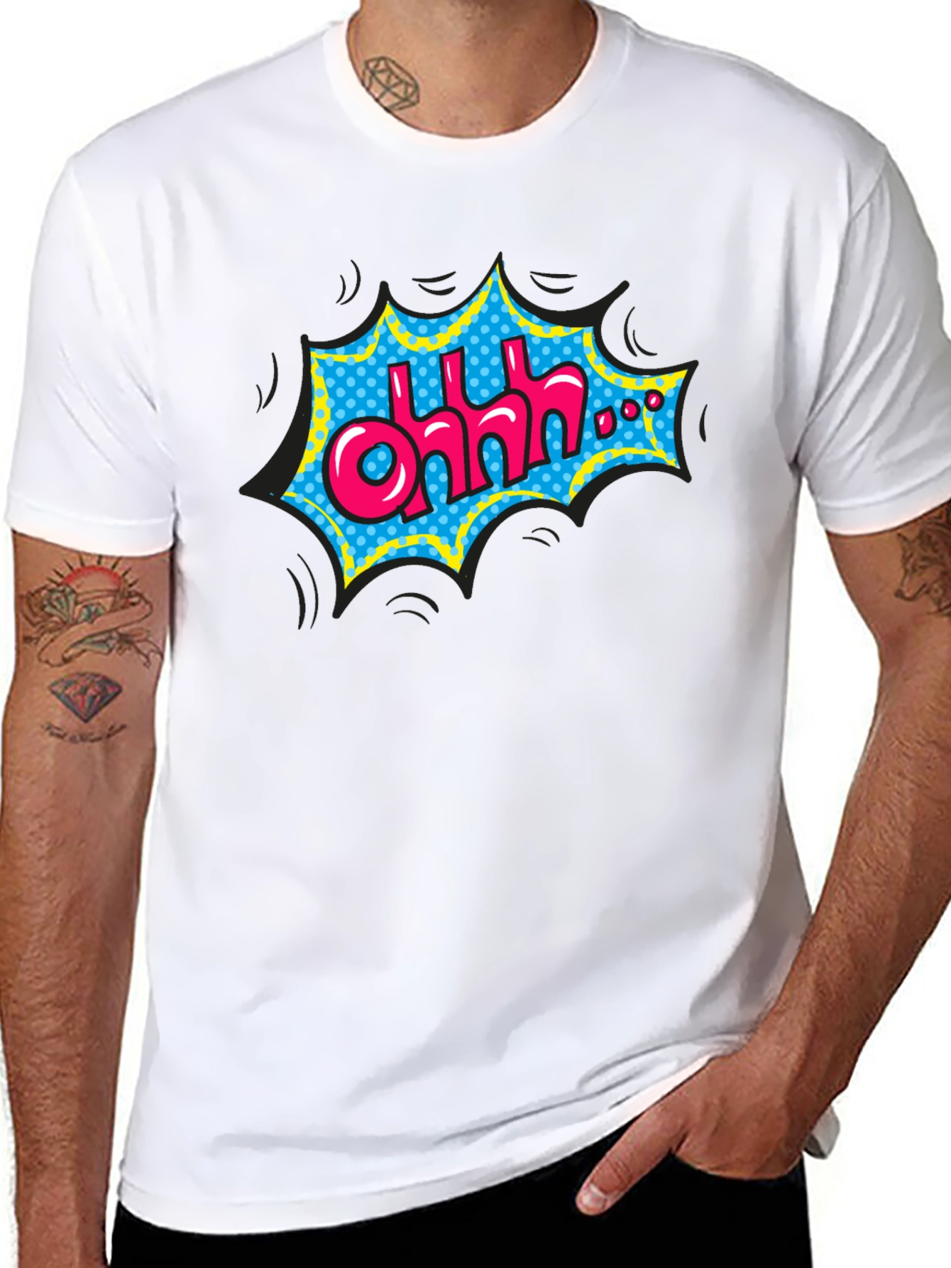 Camiseta Negra con Diseño Comic Ohhh