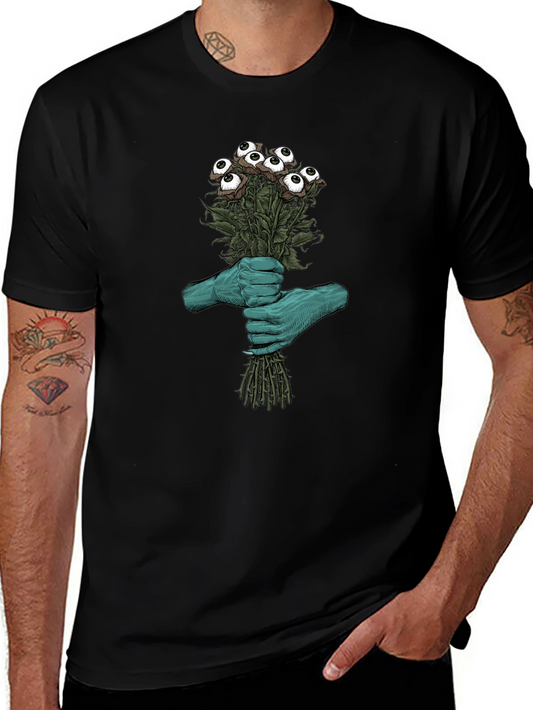 Camiseta Negra con Diseño Floral Ocular