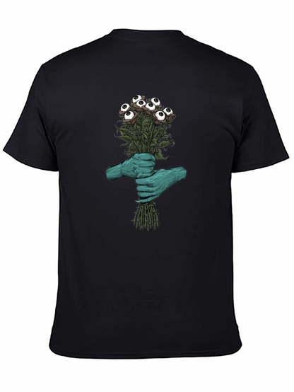Camiseta Negra con Diseño Floral Ocular