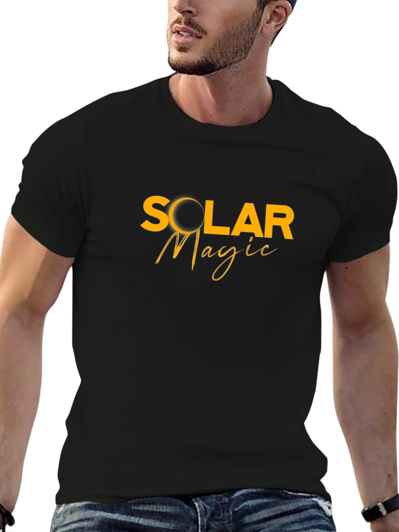 Camiseta Negra Solar Magic Hombre Casual