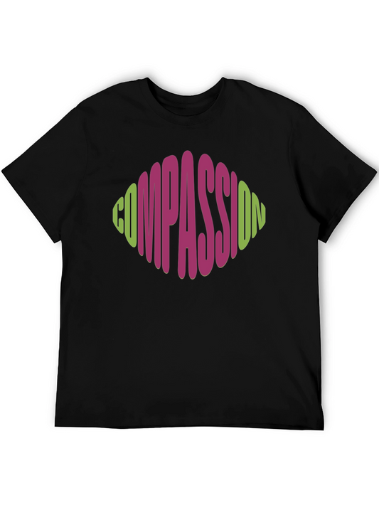 Camiseta Negra Compasión Diseño Ovalado