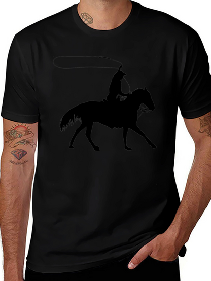 Camiseta Negra Vaquero Silueta