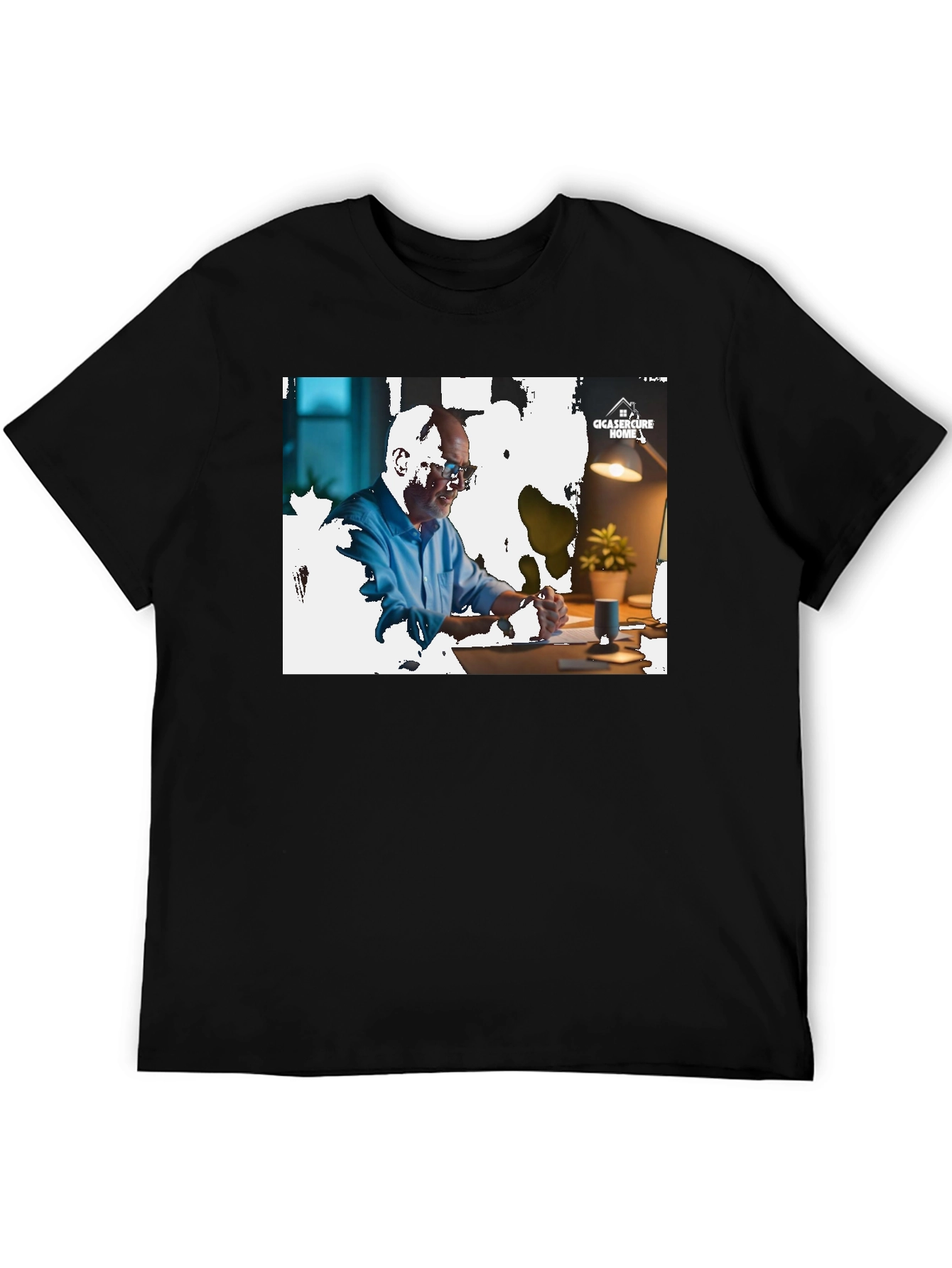 Camiseta Negra con Diseño Gráfico Hombre