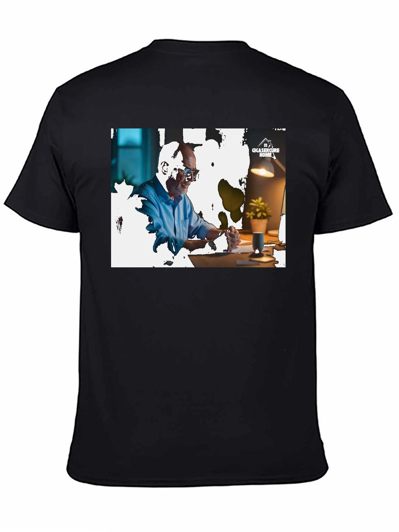 Camiseta Negra con Diseño Gráfico Hombre