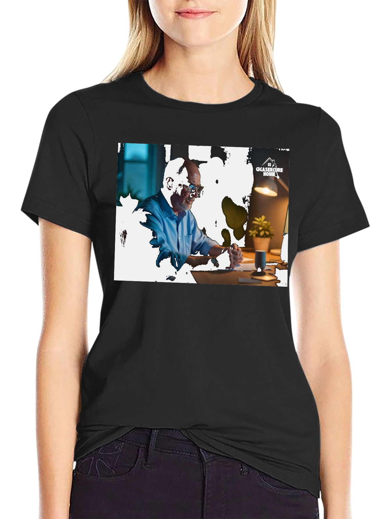 Camiseta Negra con Diseño Gráfico Hombre