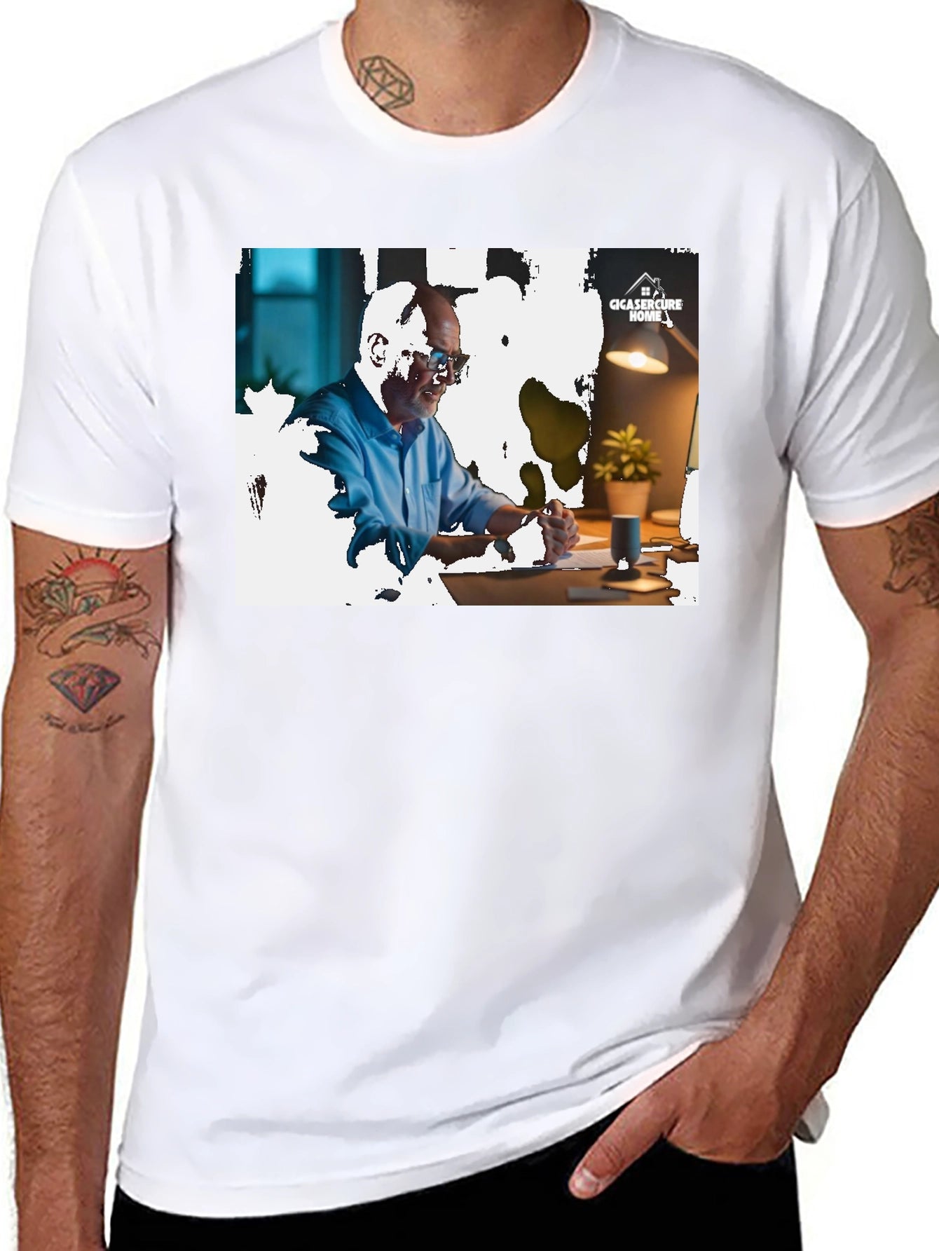 Camiseta Negra con Diseño Gráfico Hombre
