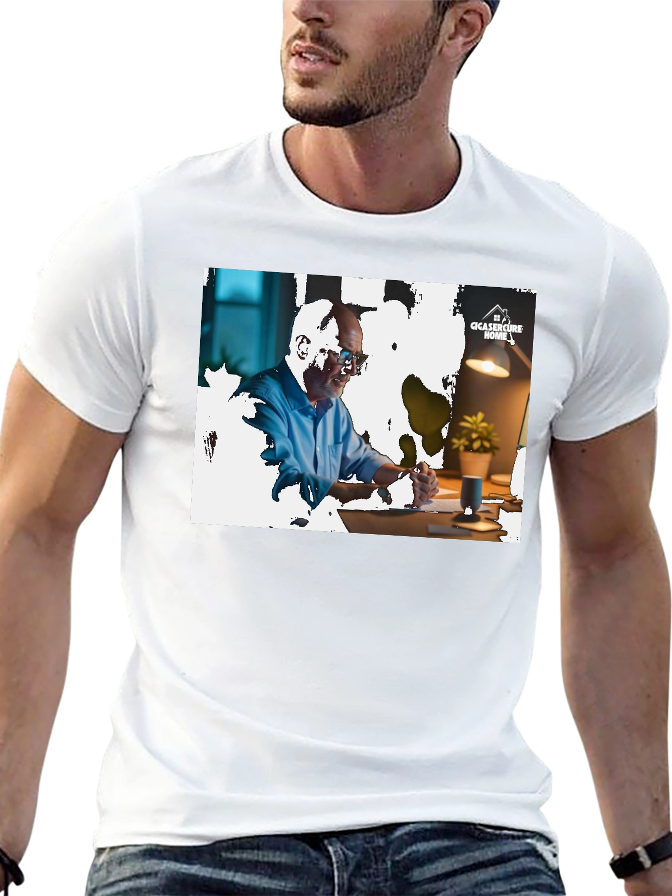 Camiseta Negra con Diseño Gráfico Hombre
