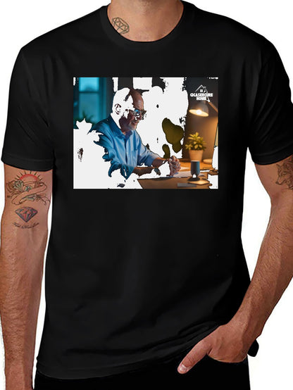 Camiseta Negra con Diseño Gráfico Hombre