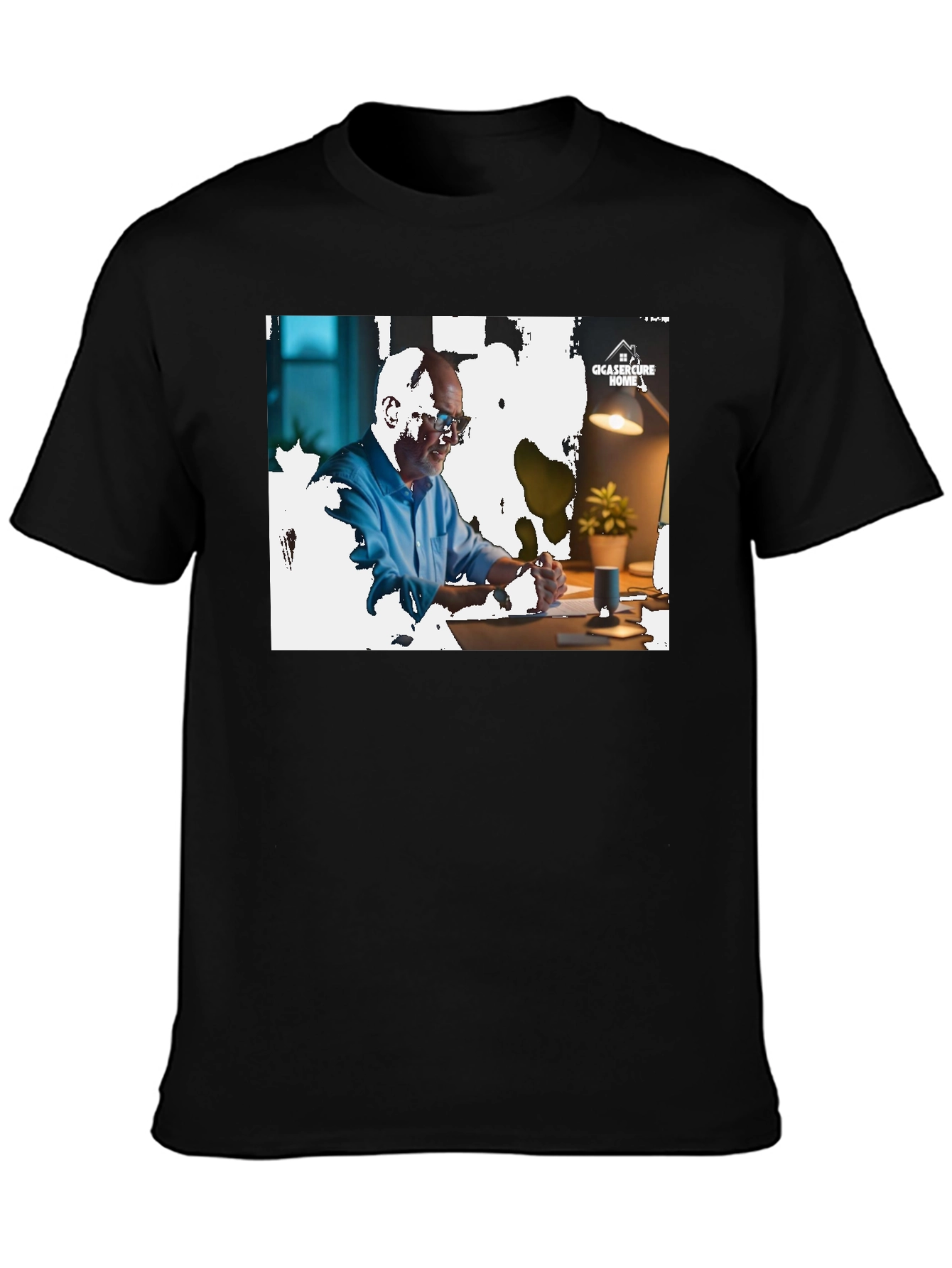 Camiseta Negra con Diseño Gráfico Hombre