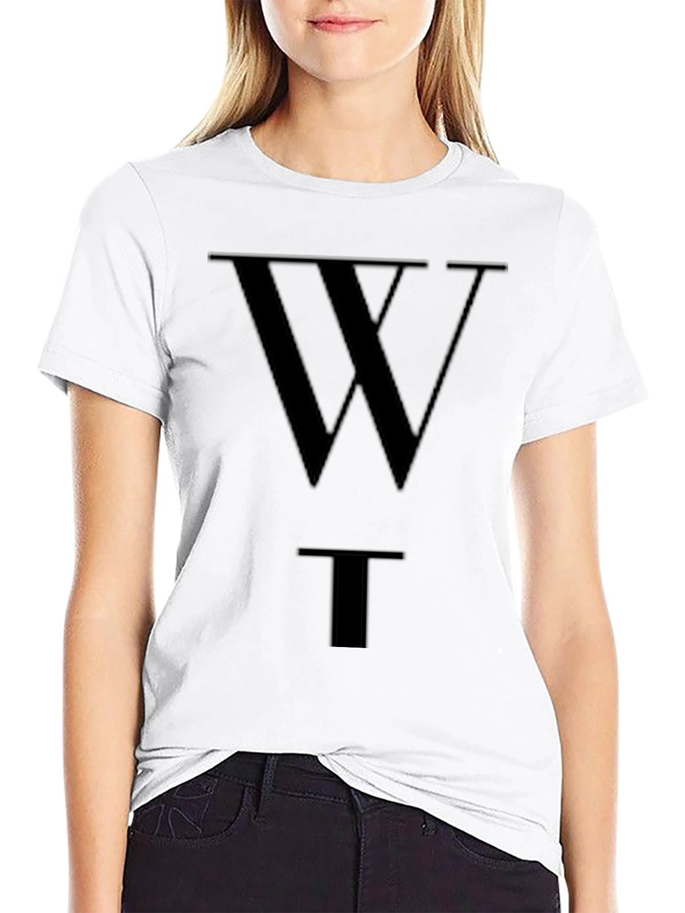Camiseta Negra WT Estilo Casual Algodón