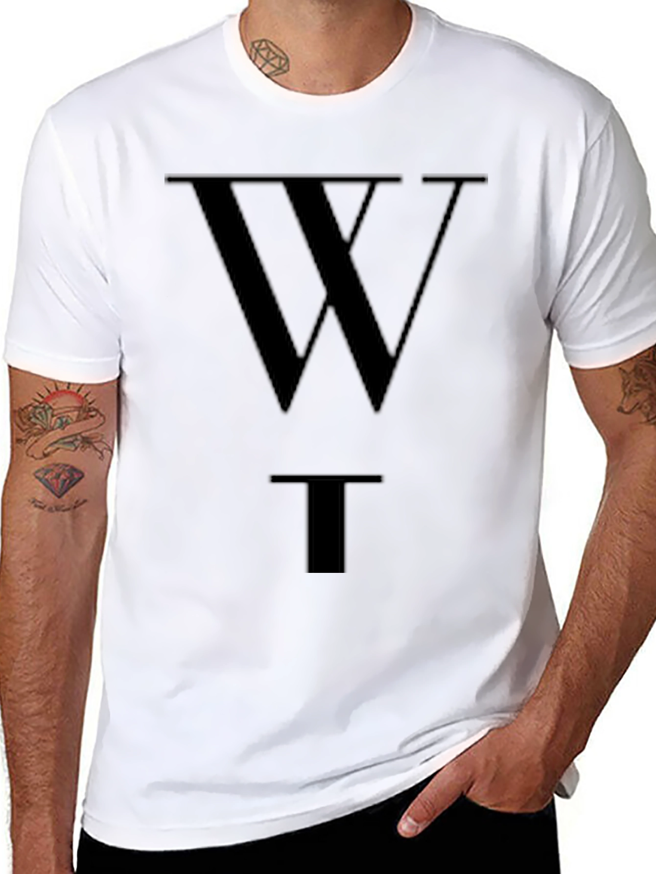 Camiseta Negra WT Estilo Casual Algodón
