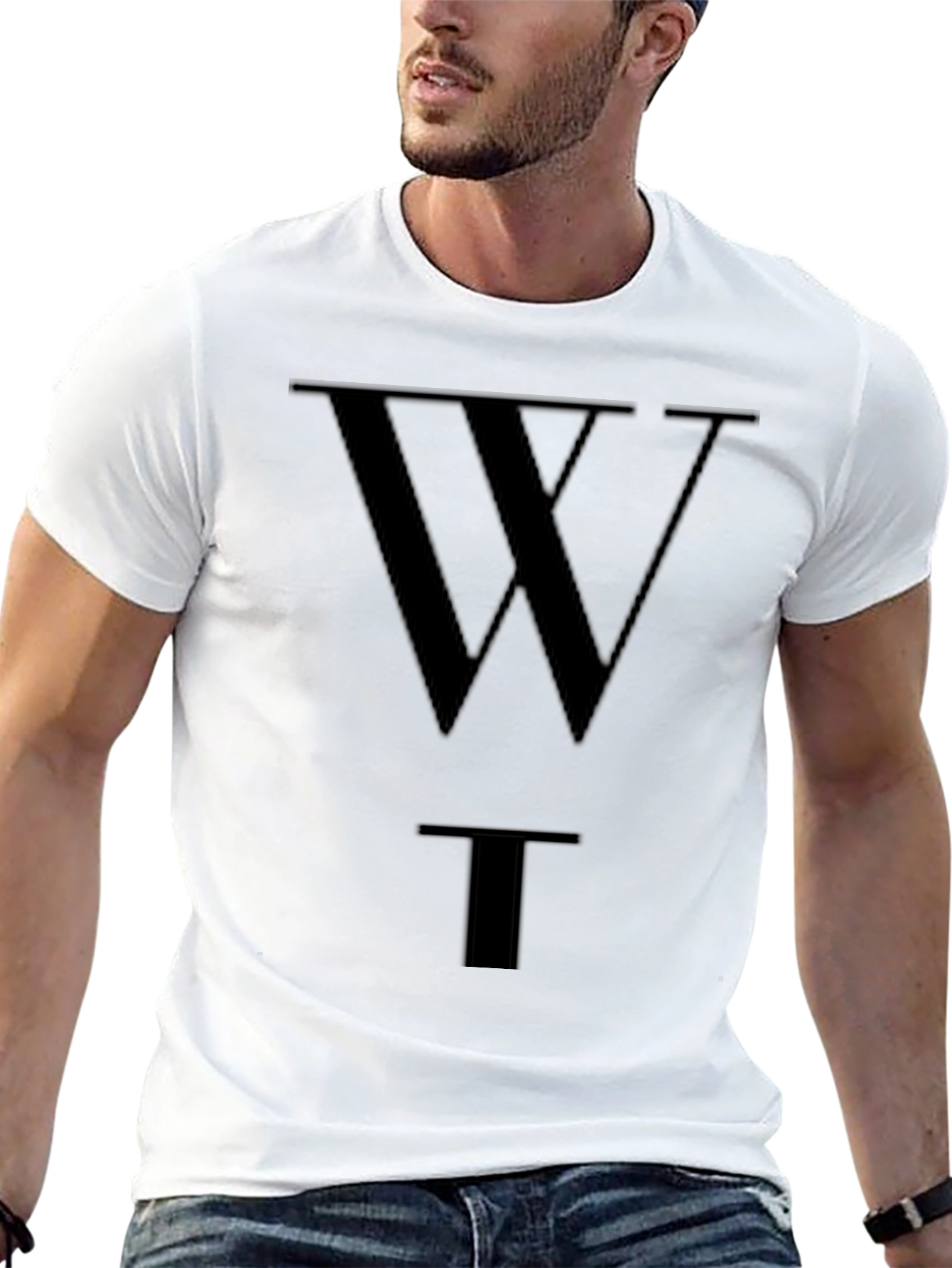 Camiseta Negra WT Estilo Casual Algodón