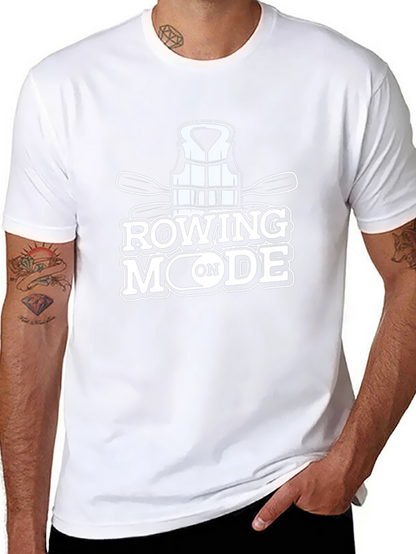 Camiseta Negra Rowing Mode On para Aficionados al Remo