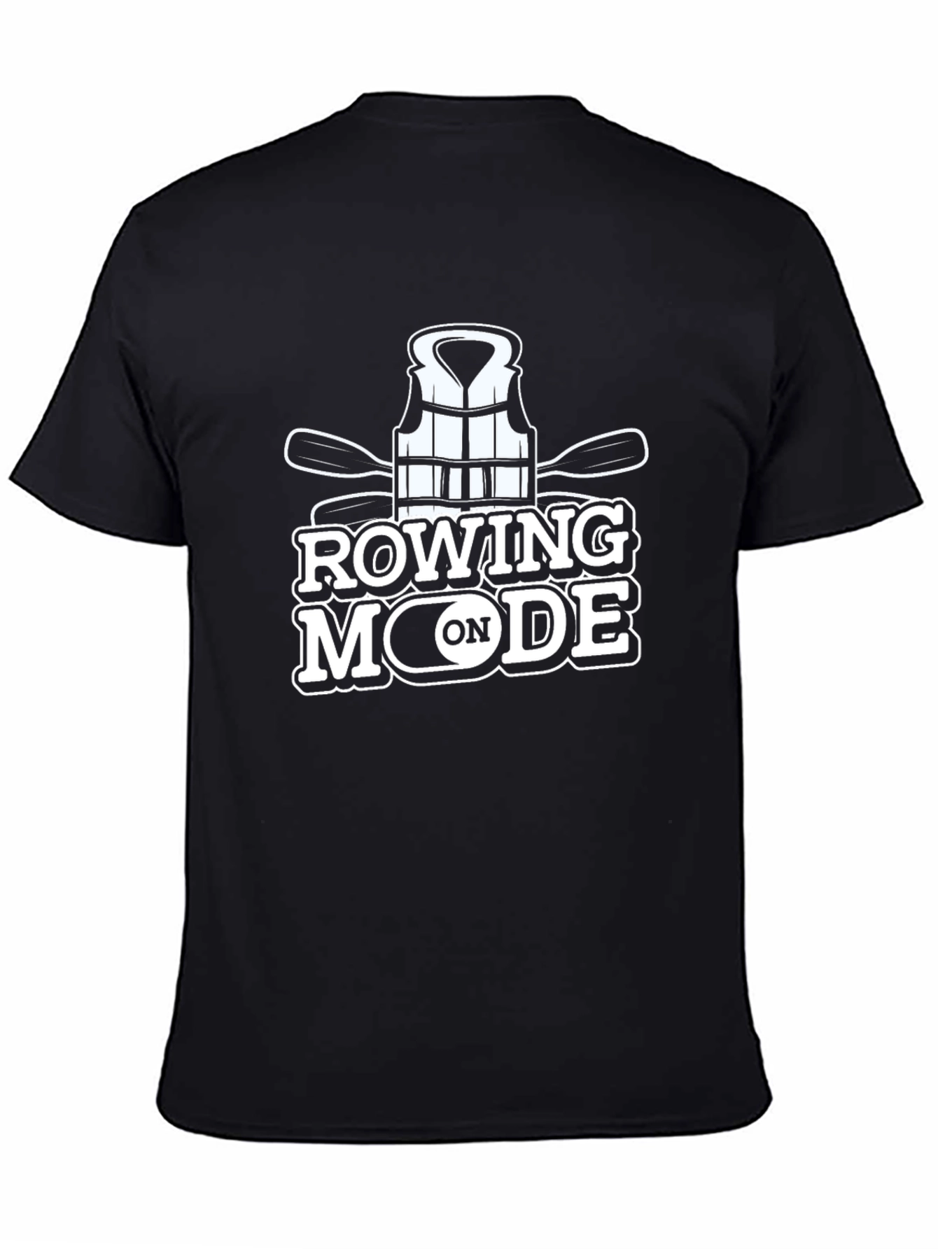 Camiseta Negra Rowing Mode On para Aficionados al Remo