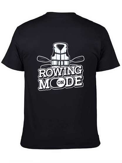 Camiseta Negra Rowing Mode On para Aficionados al Remo