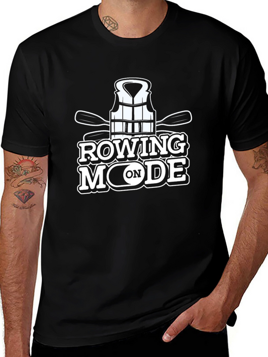 Camiseta Negra Rowing Mode On para Aficionados al Remo