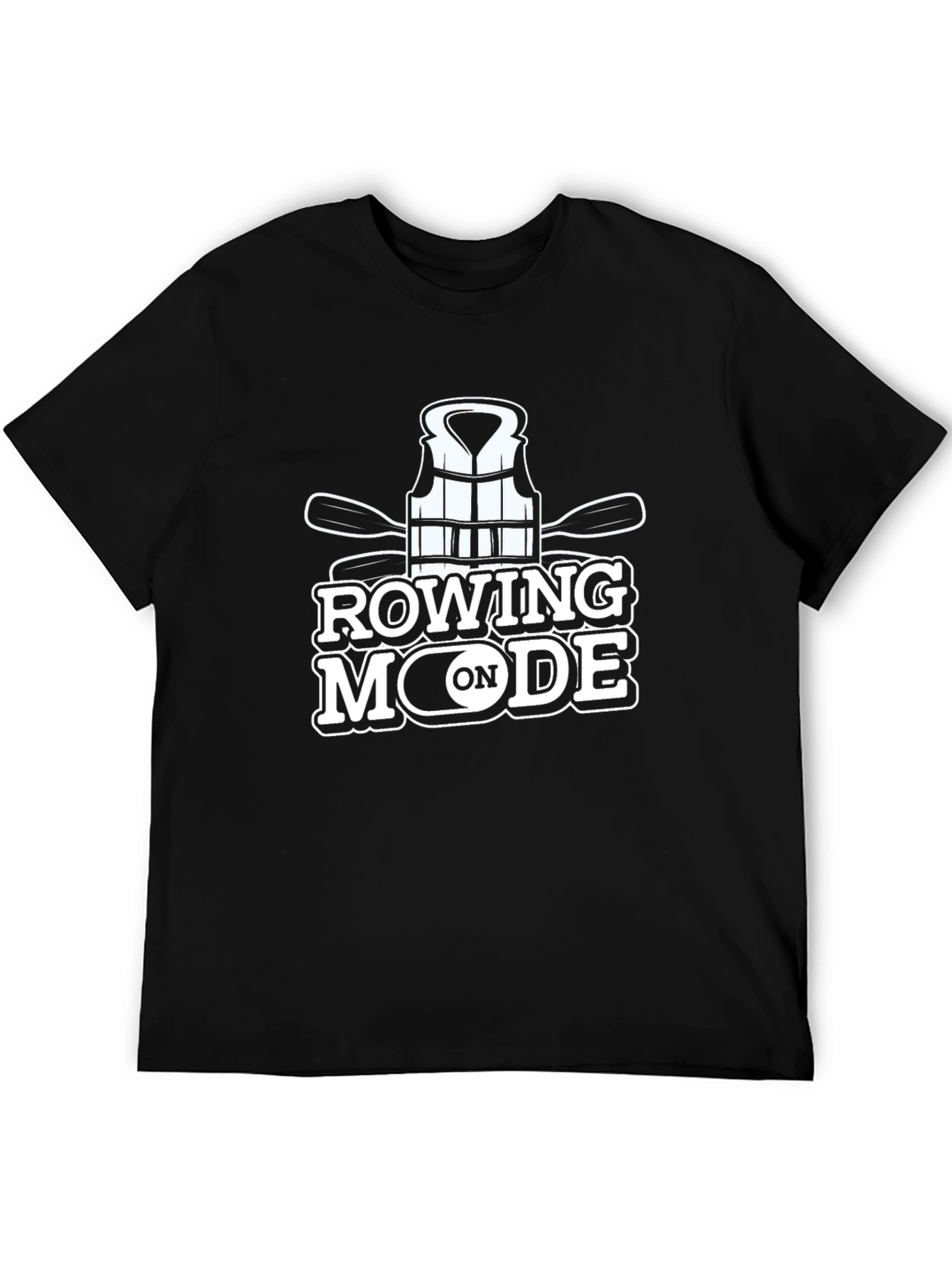 Camiseta Negra Rowing Mode On para Aficionados al Remo