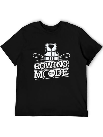 Camiseta Negra Rowing Mode On para Aficionados al Remo