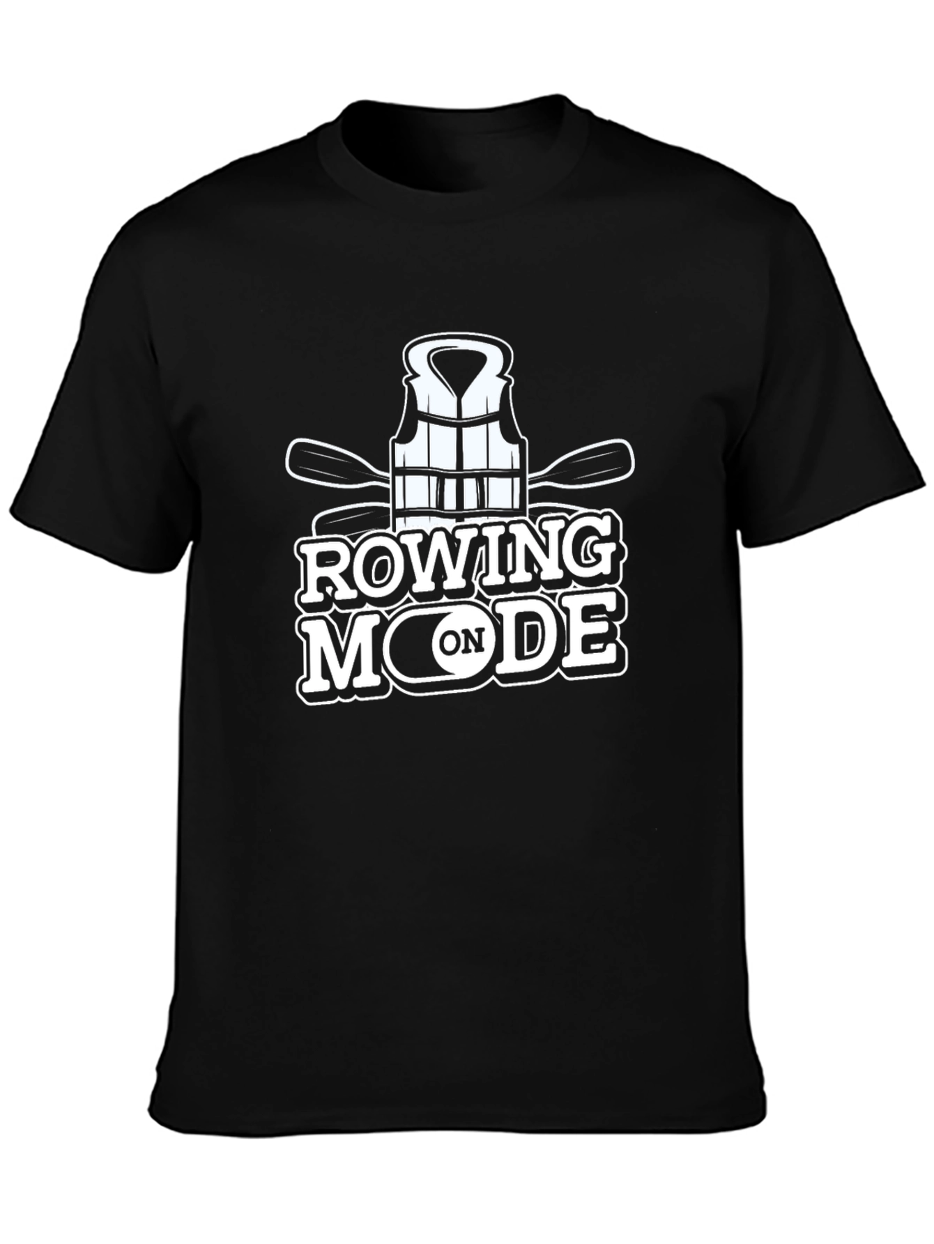 Camiseta Negra Rowing Mode On para Aficionados al Remo