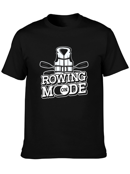 Camiseta Negra Rowing Mode On para Aficionados al Remo