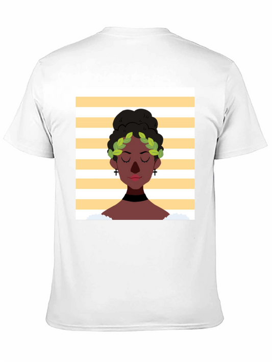 Camiseta Negra con Diseño de Reina con Corona de Laurel