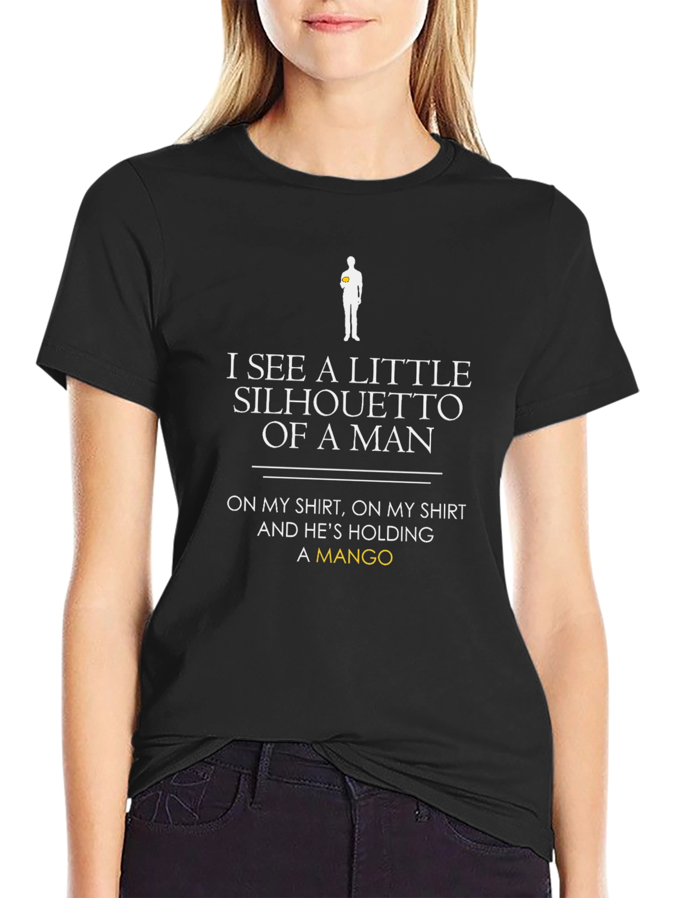 Camiseta Negra: Silueta Hombre con Mango - Diseño Único