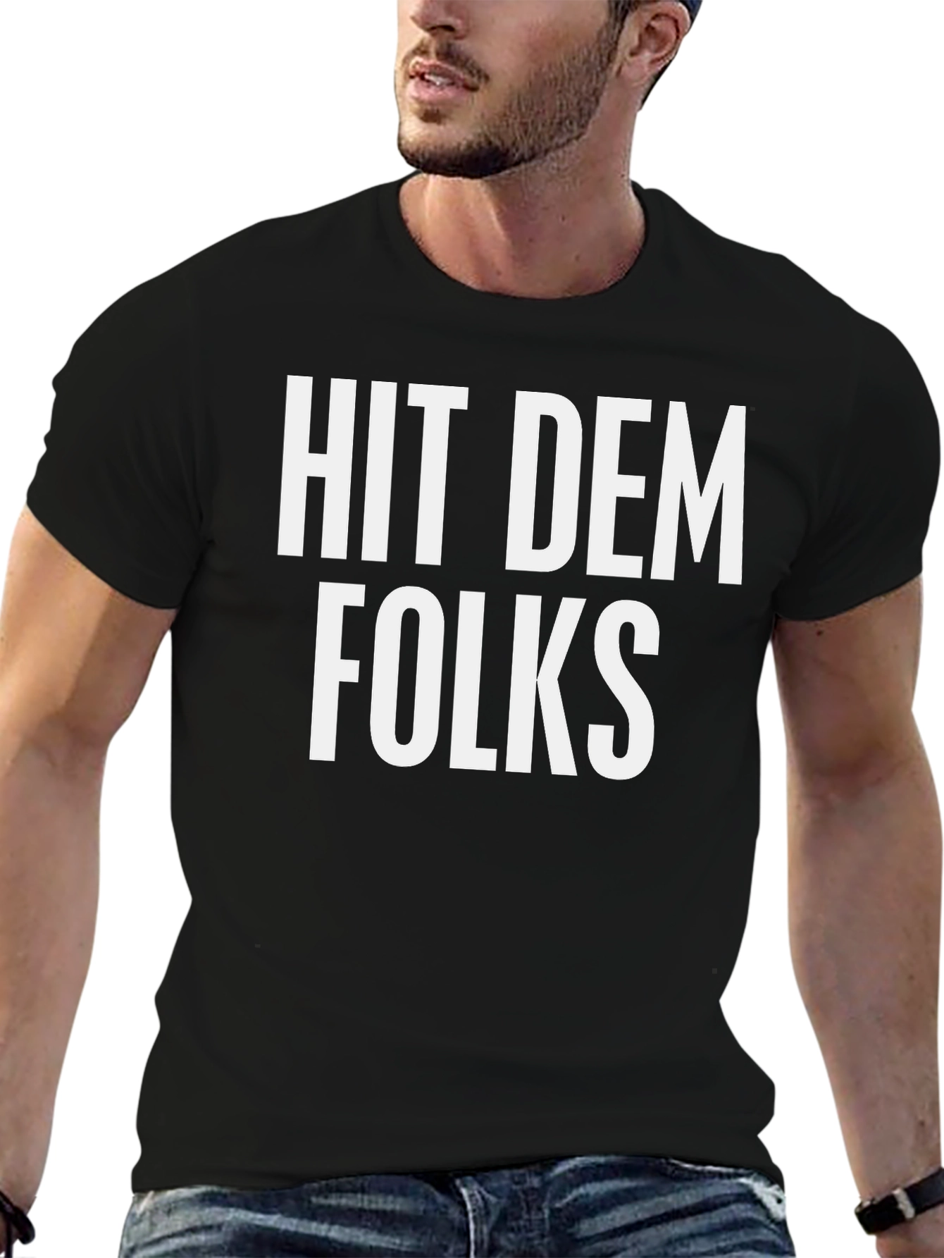 Camiseta Negra: Hit Dem Folks