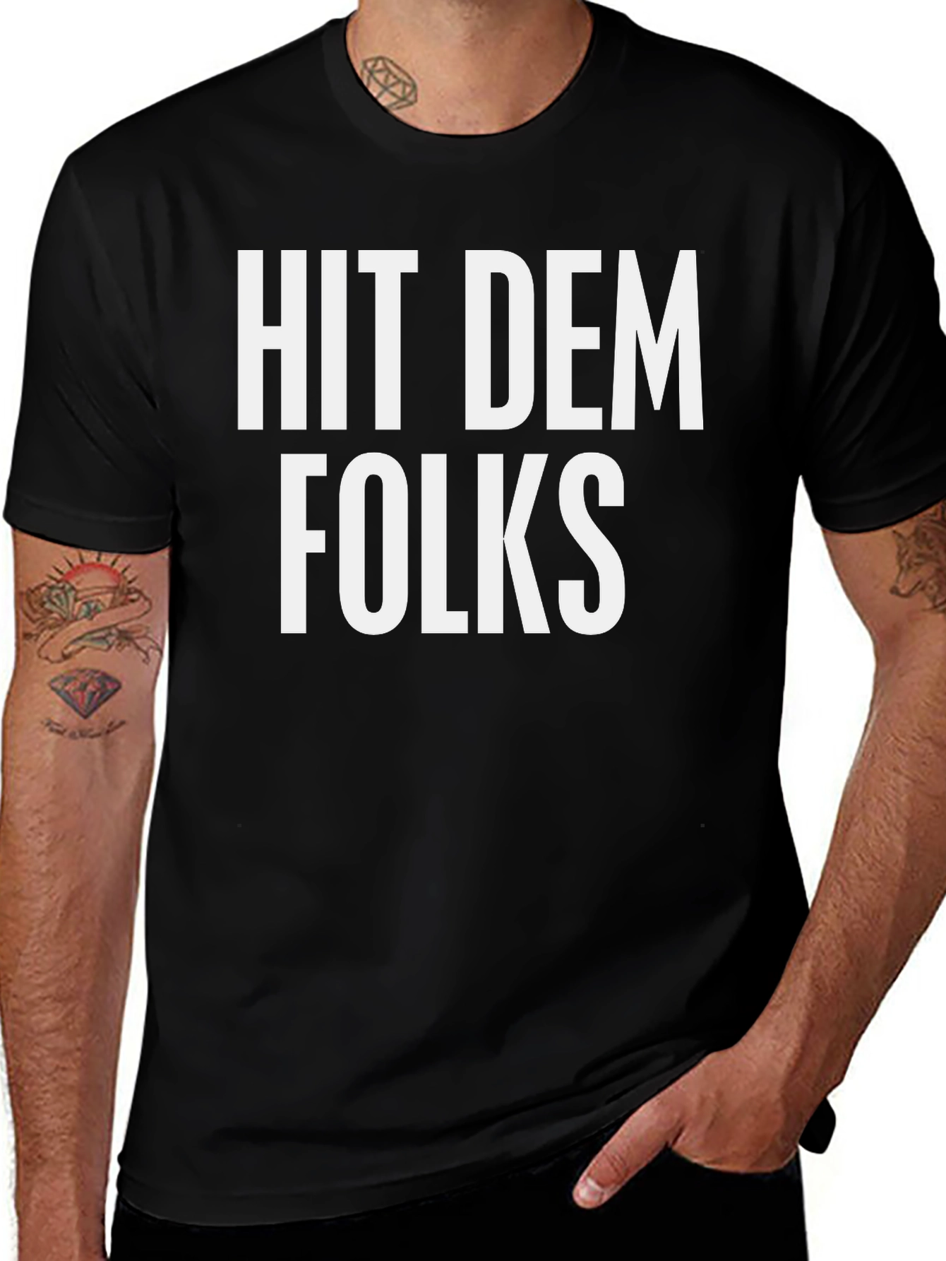 Camiseta Negra: Hit Dem Folks