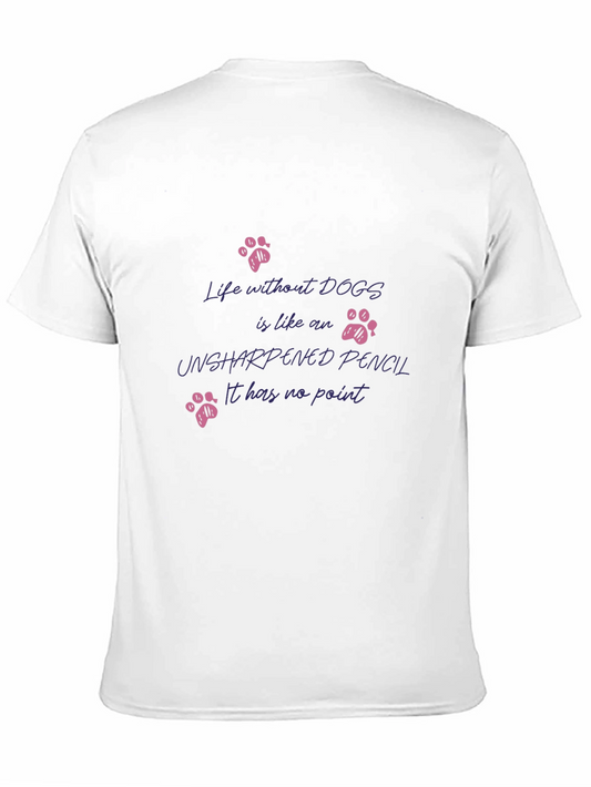 Camiseta Negra con Estampado de Huellas y Frase de Perros